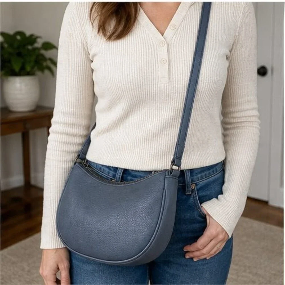 Mauve Suede Crossbody Bag
